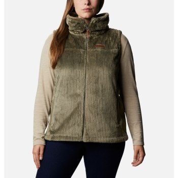 Columbia Fire Side Sherpa Plus Size, Chaleco Grises Verdes Rayas Para Mujer | 048162-EZA